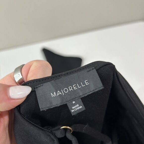 Majorelle Jumpsuit Womens Medium Black One Shoulder Ponte Knit Wide Leg Party - Picture 9 of 15